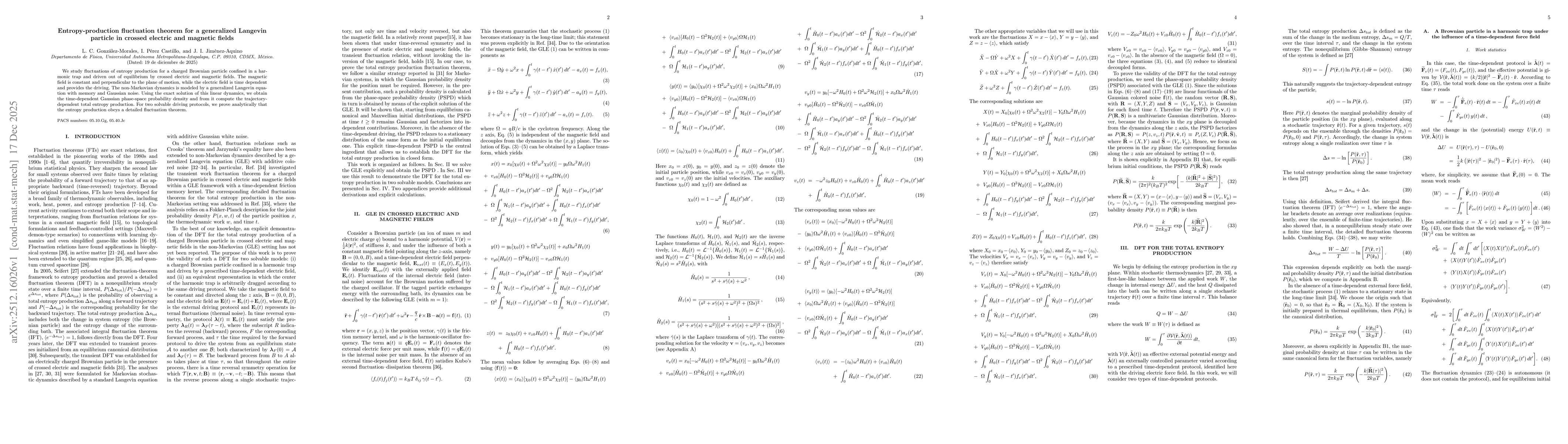 Thumbnail for Entropy-production fluctuation theorem for a generalized Langevin particle in crossed electric and magnetic fields