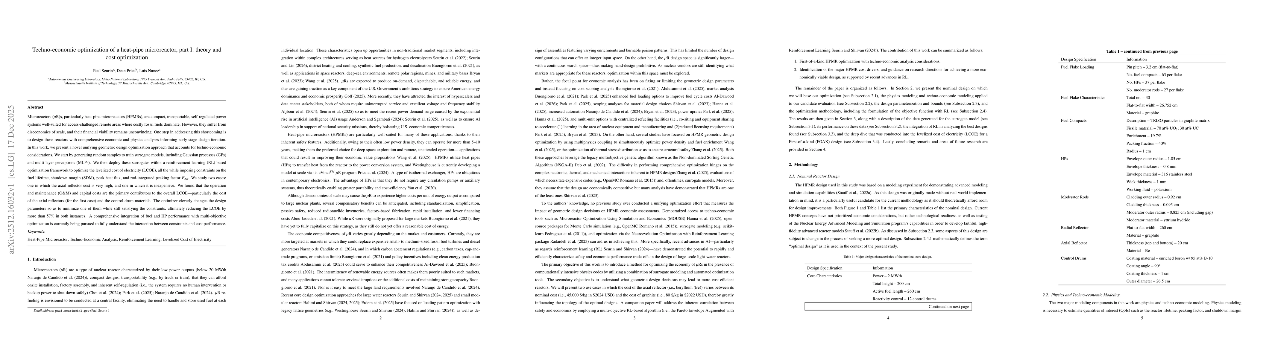 Thumbnail for Techno-economic optimization of a heat-pipe microreactor, part I: theory and cost optimization