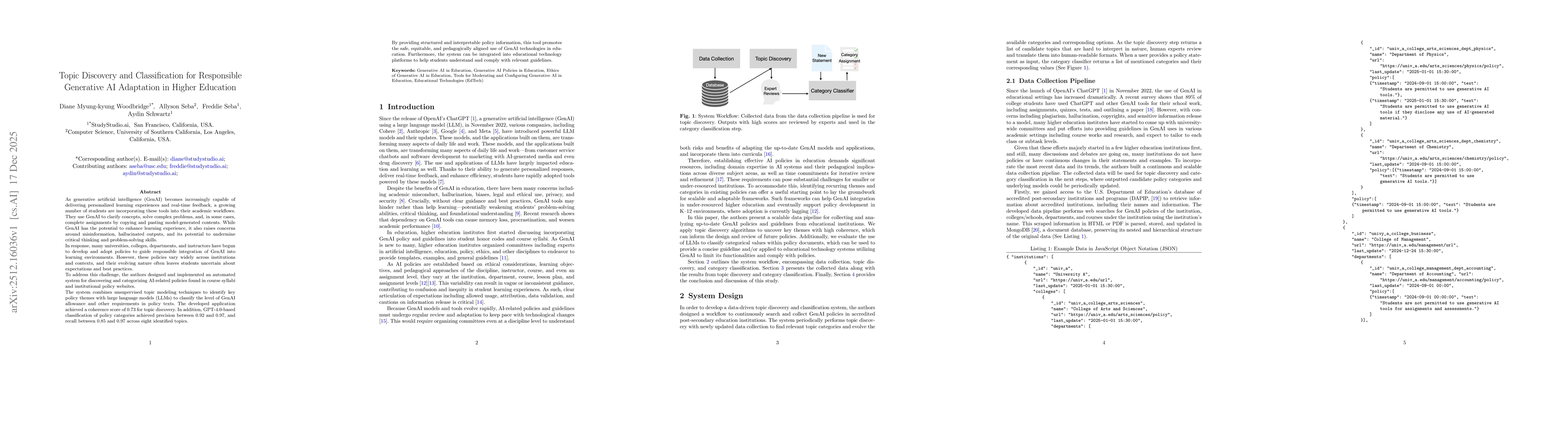 Thumbnail for Topic Discovery and Classification for Responsible Generative AI Adaptation in Higher Education