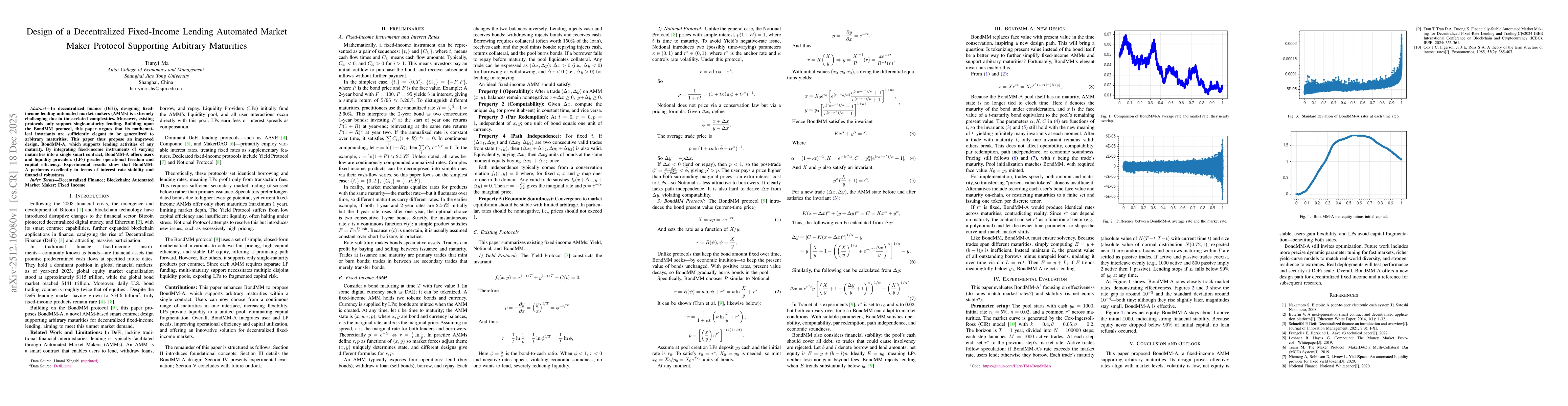 Thumbnail for Design of a Decentralized Fixed-Income Lending Automated Market Maker Protocol Supporting Arbitrary Maturities