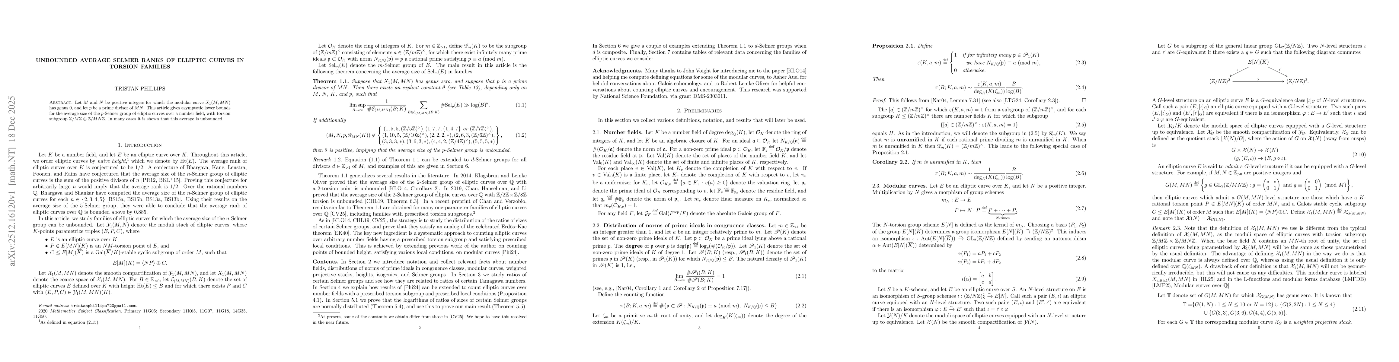 Thumbnail for Unbounded average Selmer ranks of elliptic curves in torsion families