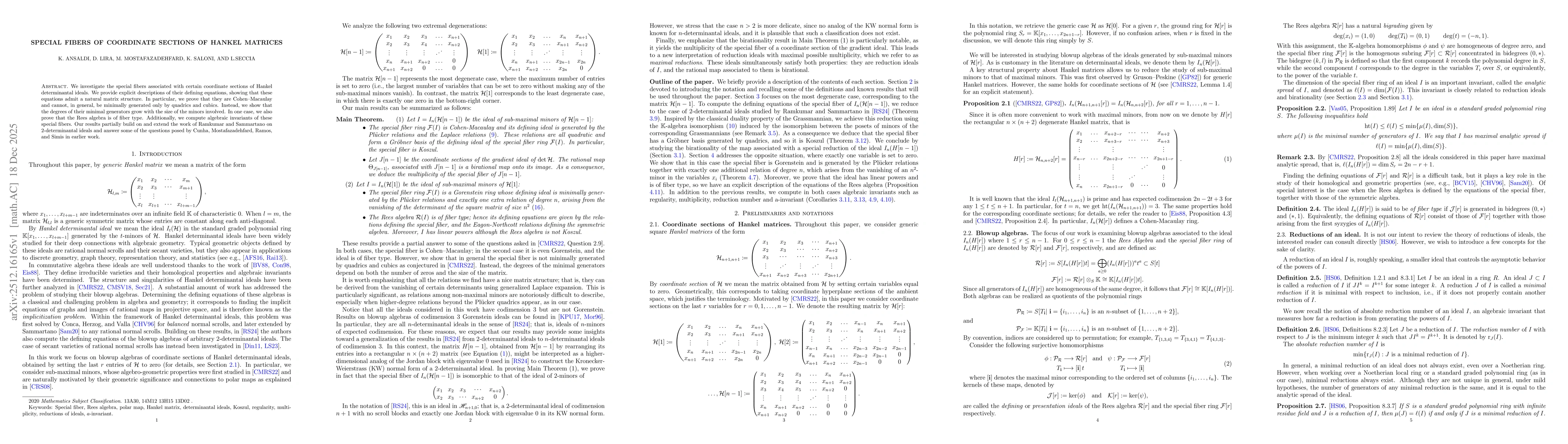 Thumbnail for Special fibers of coordinate sections of Hankel Matrices