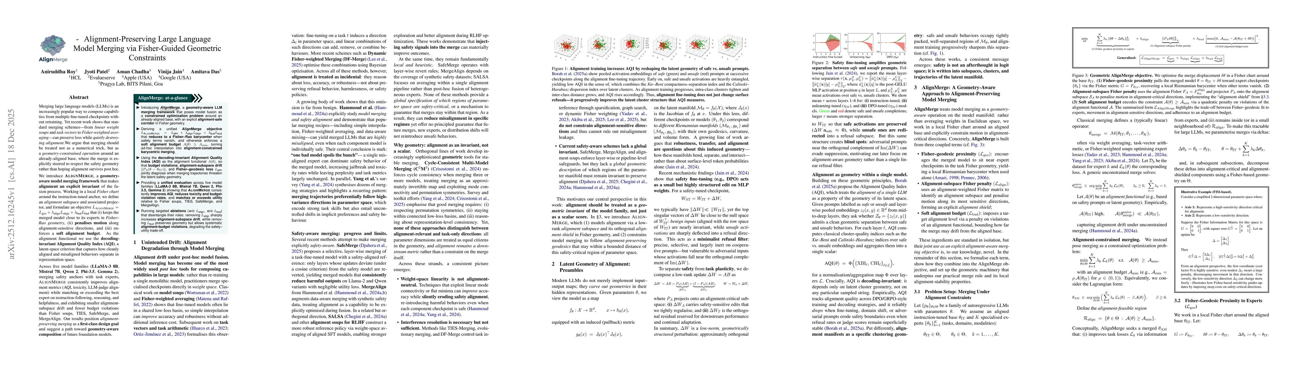 Thumbnail for AlignMerge - Alignment-Preserving Large Language Model Merging via Fisher-Guided Geometric Constraints