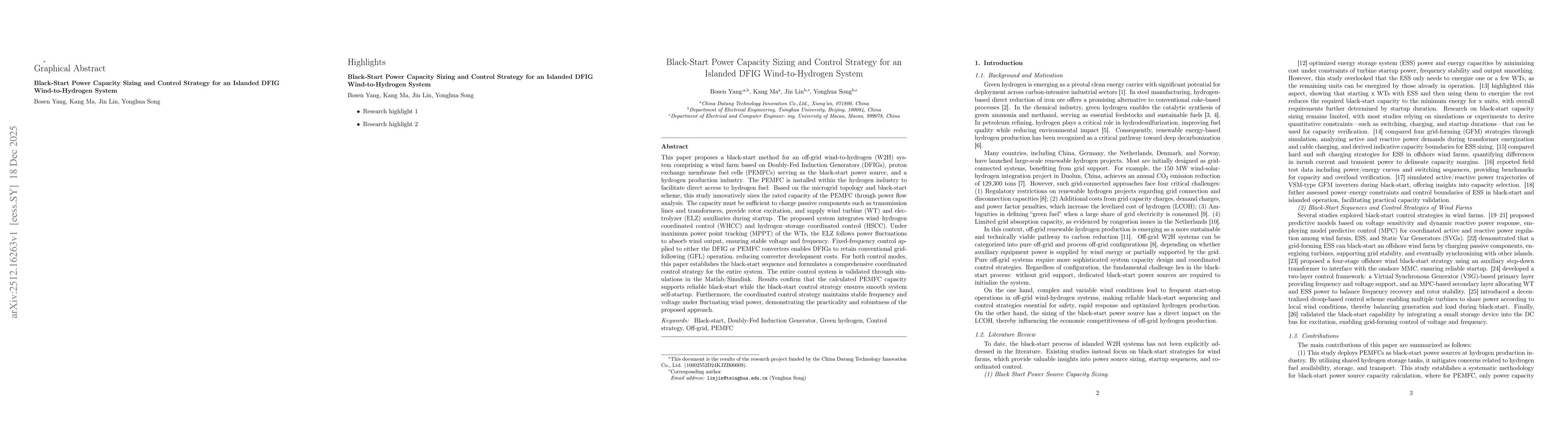 Thumbnail for Black-Start Power Capacity Sizing and Control Strategy for an Islanded DFIG Wind-to-Hydrogen System