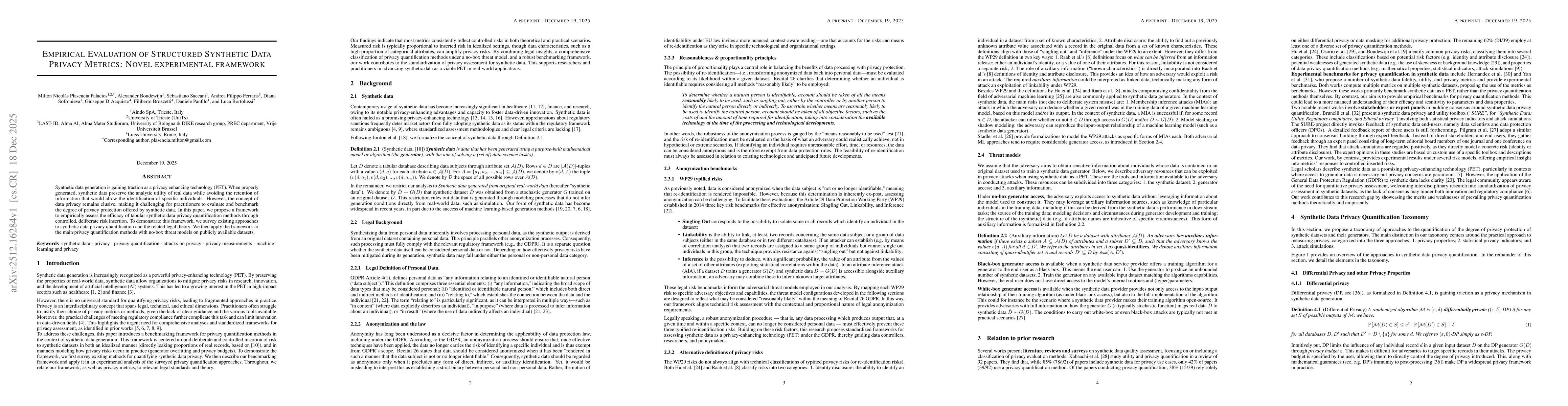 Thumbnail for Empirical Evaluation of Structured Synthetic Data Privacy Metrics: Novel experimental framework