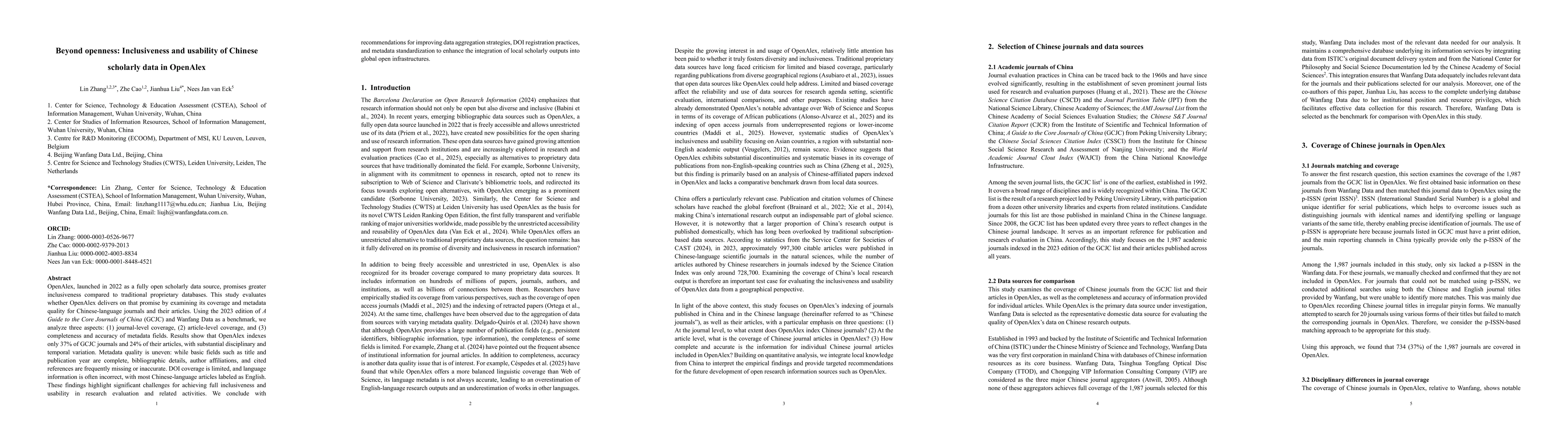 Thumbnail for Beyond openness: Inclusiveness and usability of Chinese scholarly data in OpenAlex