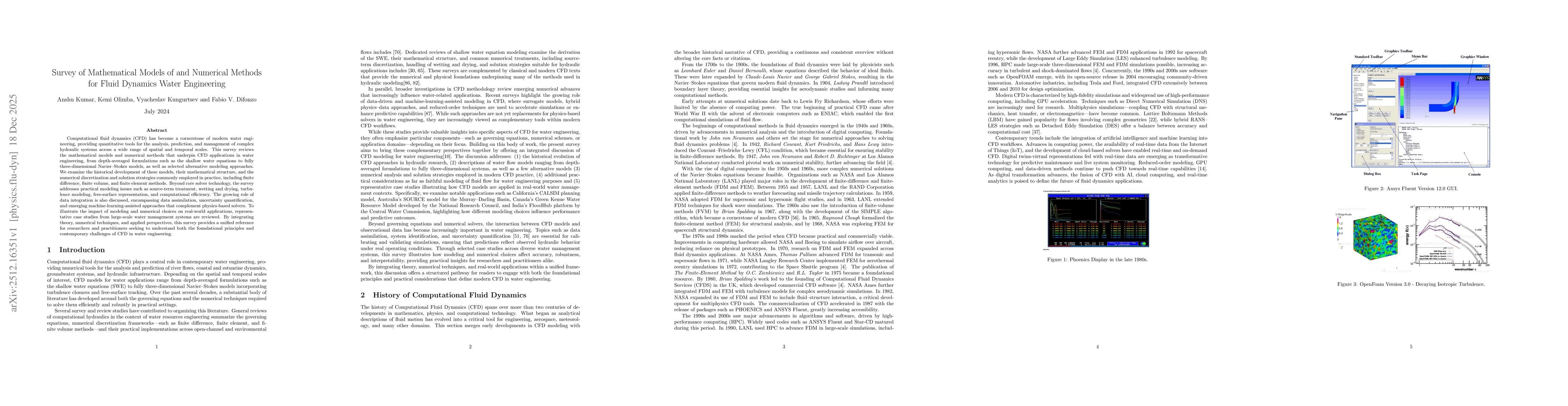 Thumbnail for Survey of Mathematical Models of and Numerical Methods for Fluid Dynamics Water Engineering
