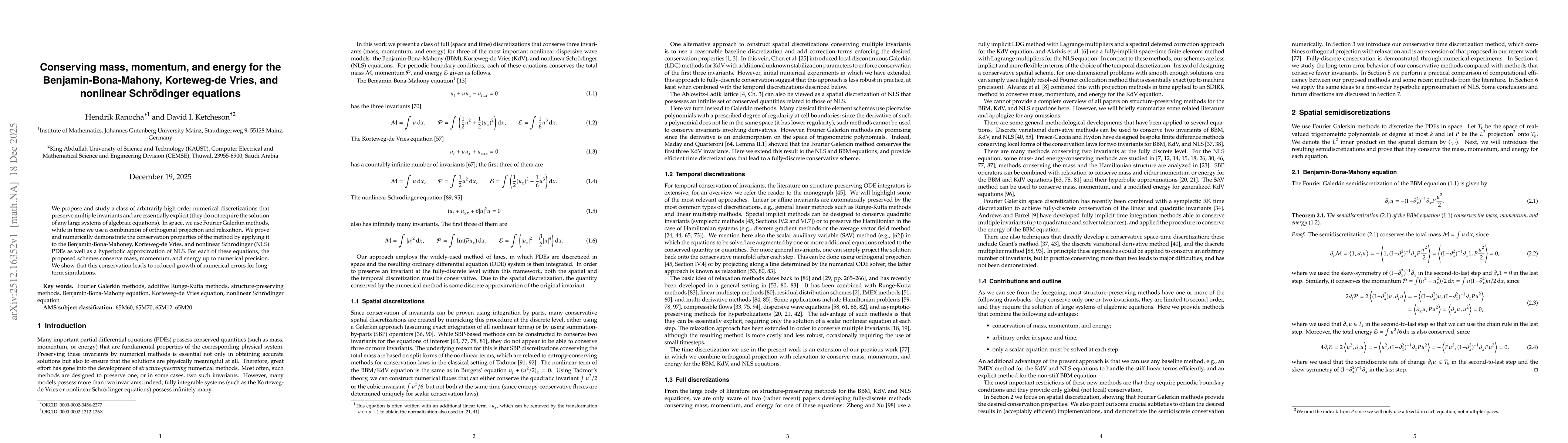 Thumbnail for Conserving mass, momentum, and energy for the Benjamin-Bona-Mahony, Korteweg-de Vries, and nonlinear Schrödinger equations