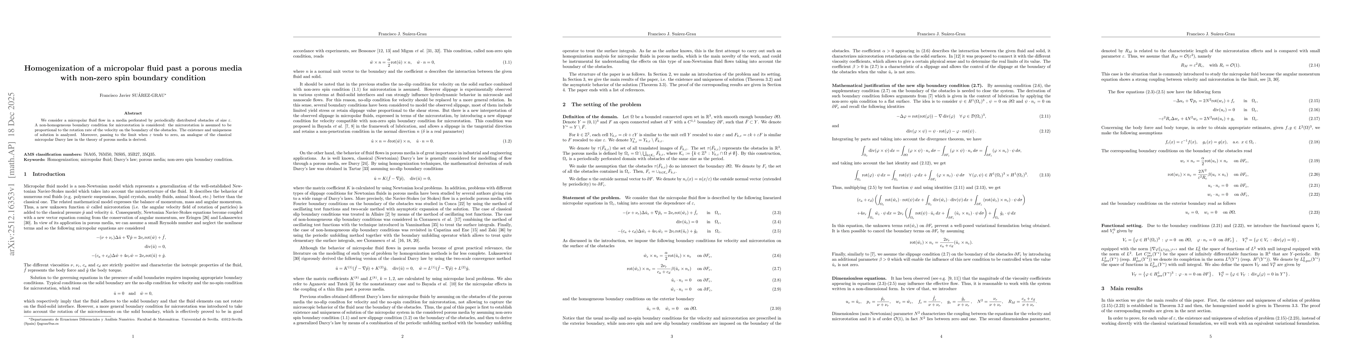 Thumbnail for Homogenization of a micropolar fluid past a porous media with non-zero spin boundary condition