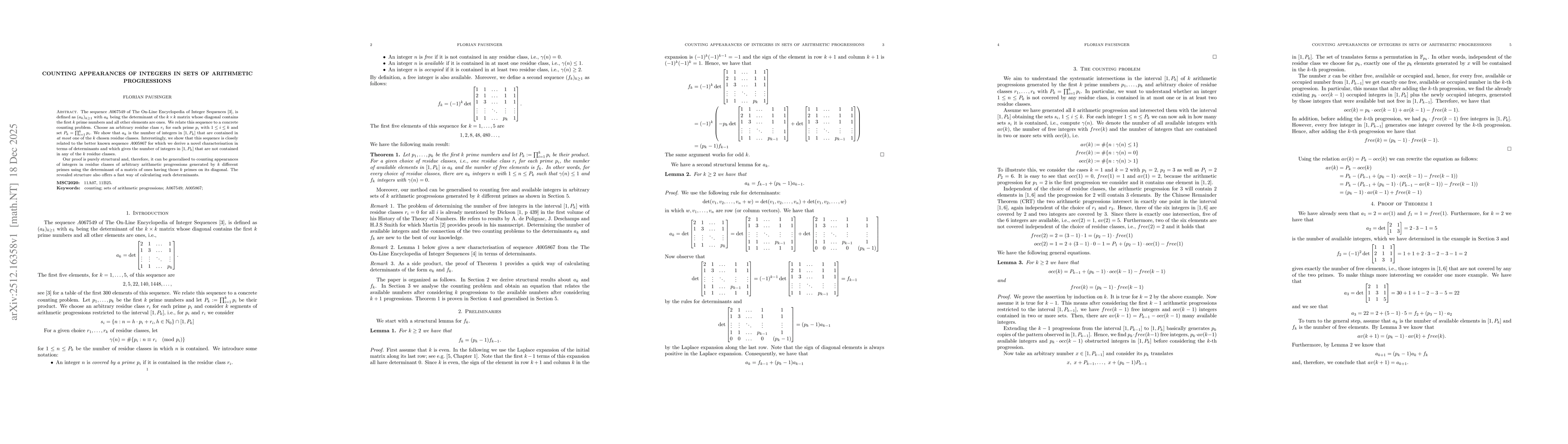 Thumbnail for Counting appearances of integers in sets of arithmetic progressions