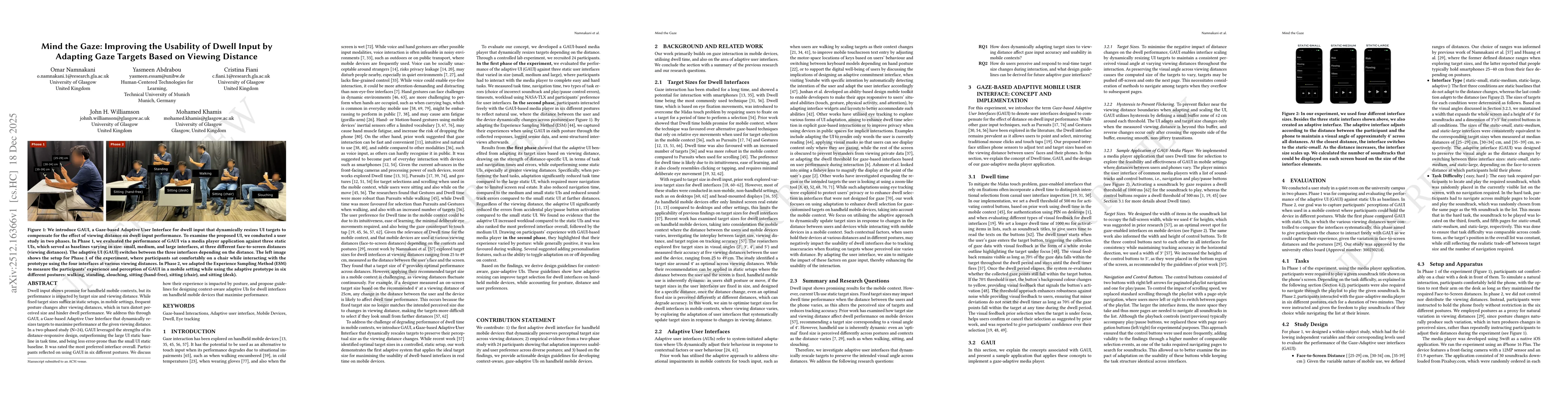 Thumbnail for Mind the Gaze: Improving the Usability of Dwell Input by Adapting Gaze Targets Based on Viewing Distance