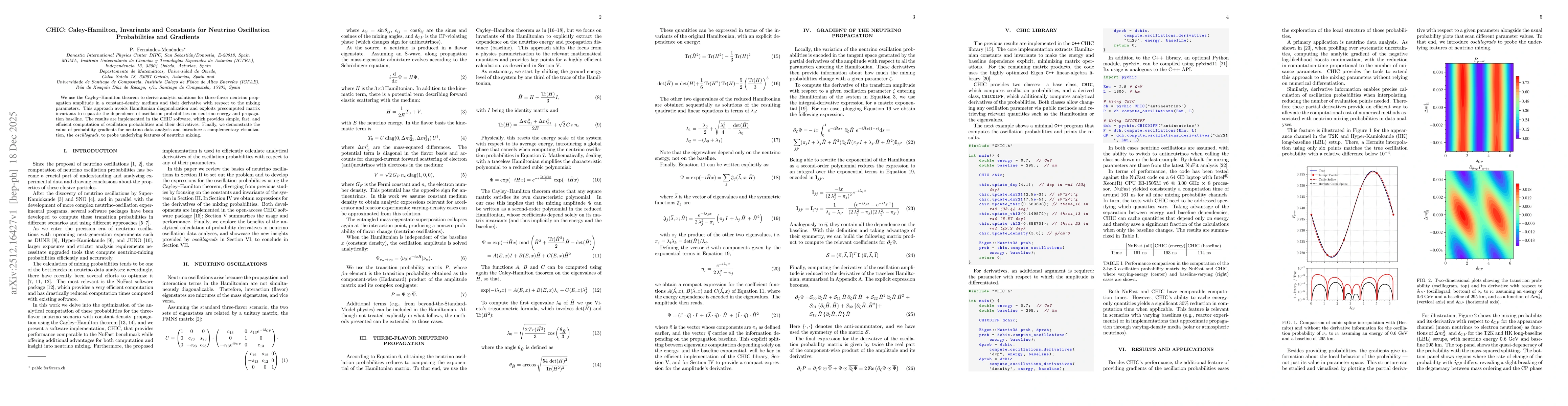 Thumbnail for CHIC: Caley-Hamilton, Invariants and Constants for Neutrino Oscillation Probabilities and Gradients