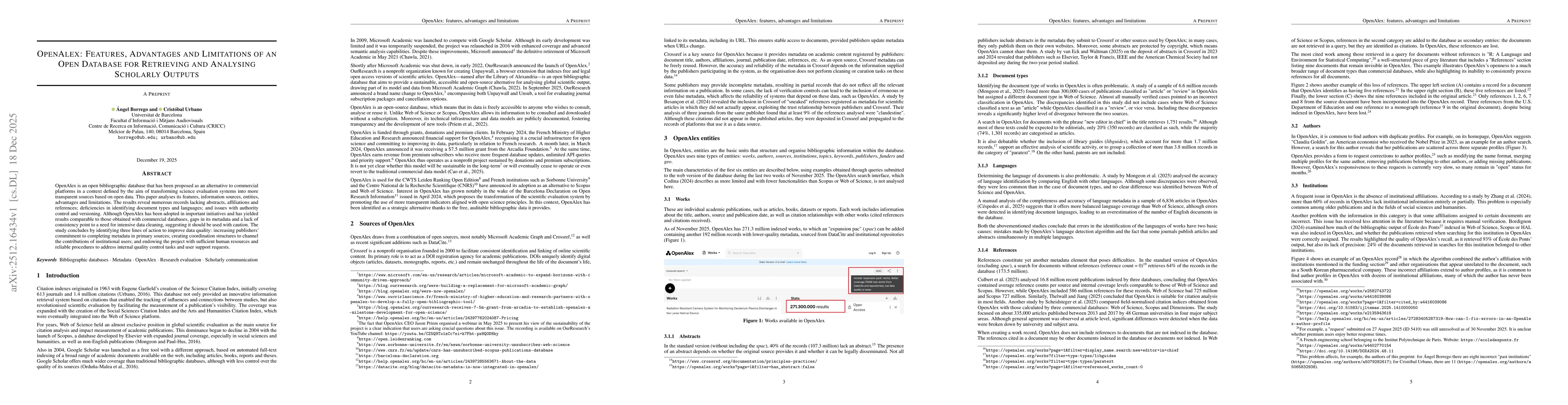Thumbnail for OpenAlex: Features, advantages and limitations of an open database for retrieving and analysing scholarly outputs