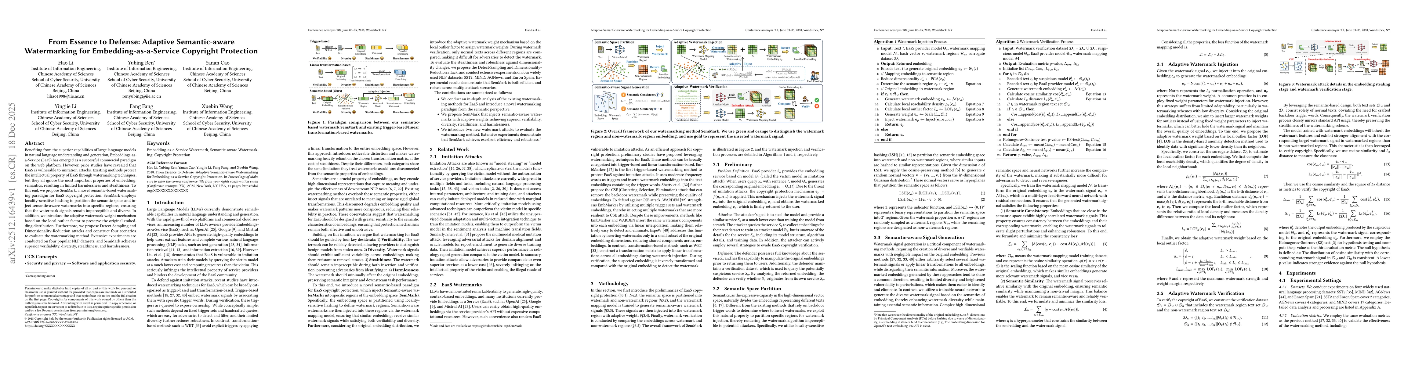 Thumbnail for From Essence to Defense: Adaptive Semantic-aware Watermarking for Embedding-as-a-Service Copyright Protection
