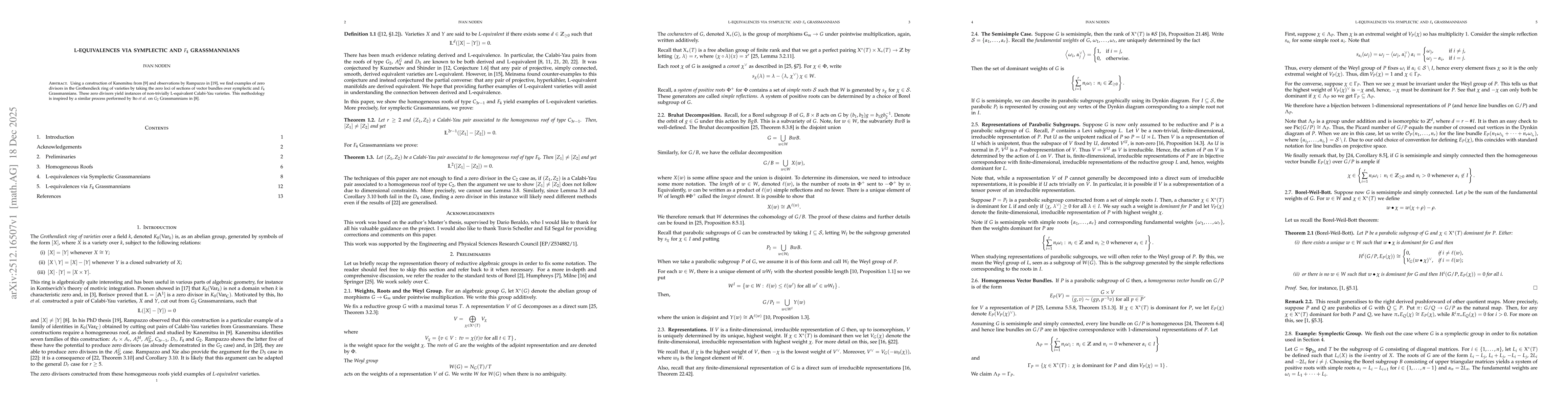 Thumbnail for L-equivalences via Symplectic and $F_4$ Grassmannians