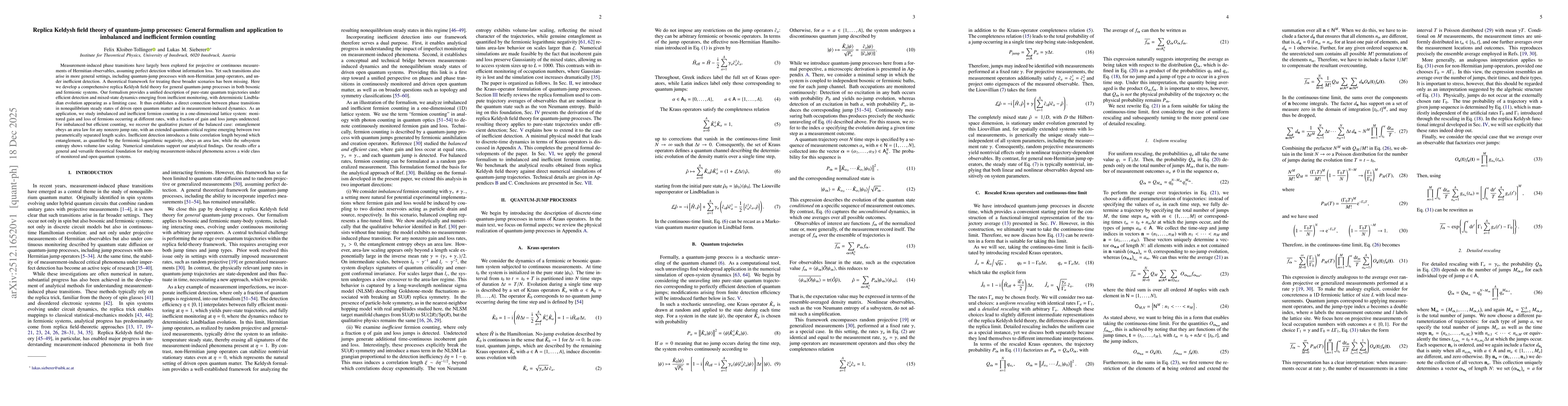 Thumbnail for Replica Keldysh field theory of quantum-jump processes: General formalism and application to imbalanced and inefficient fermion counting