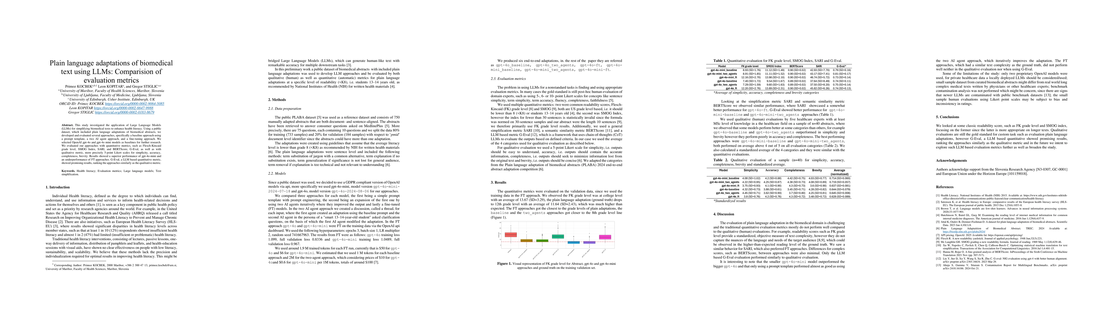 Thumbnail for Plain language adaptations of biomedical text using LLMs: Comparision of evaluation metrics
