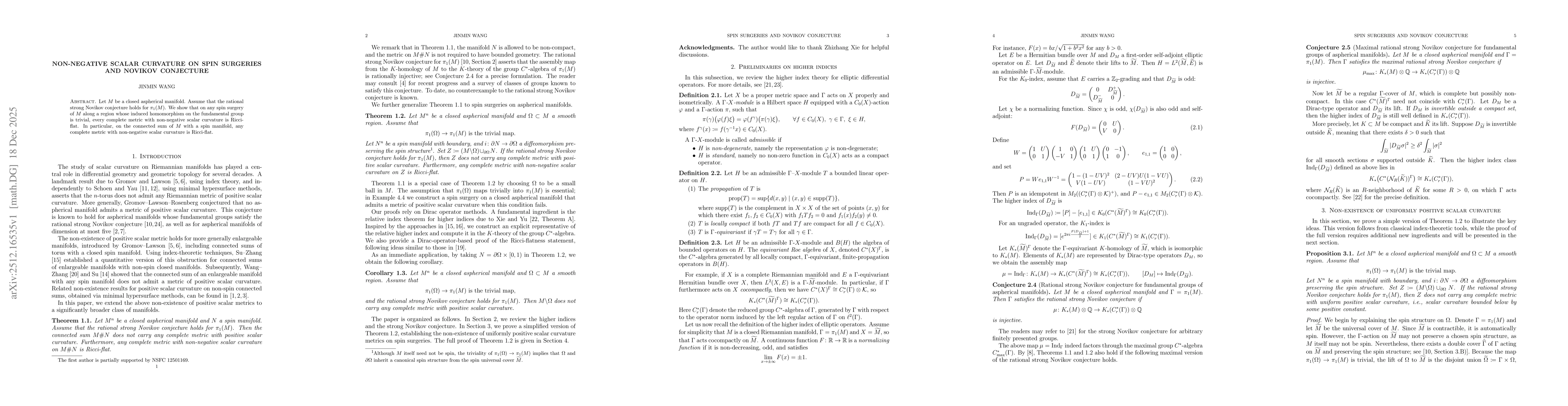 Thumbnail for Non-negative scalar curvature on spin surgeries and Novikov conjecture