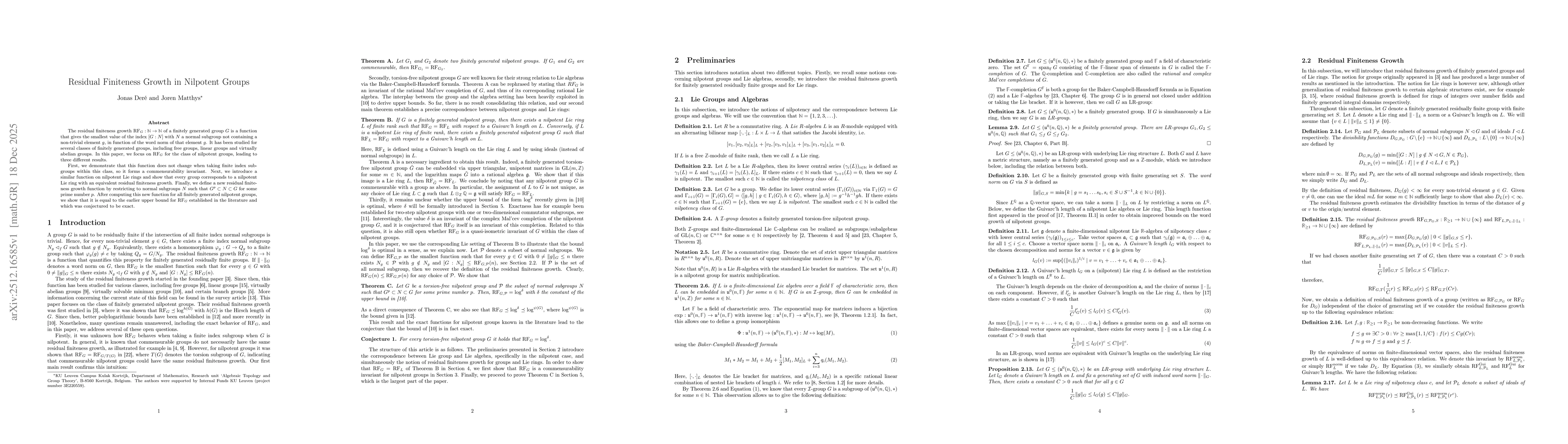Thumbnail for Residual Finiteness Growth in Nilpotent Groups
