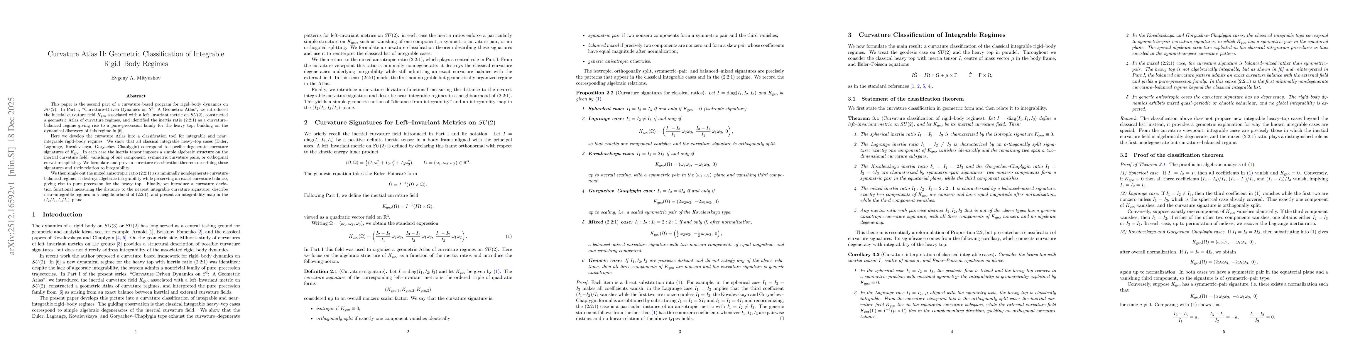 Thumbnail for Curvature atlas II: geometric classification of integrable rigid-body regimes