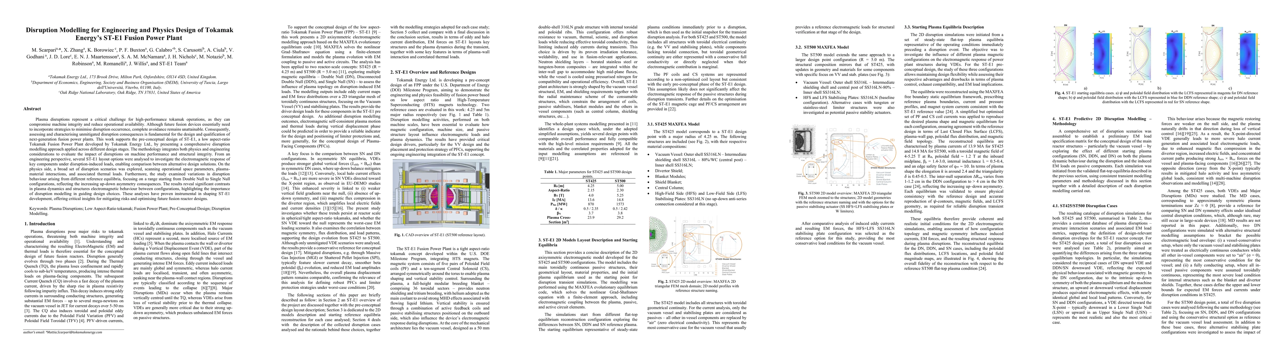 Thumbnail for Disruption Modelling for Engineering and Physics Design of Tokamak Energy ST-E1 Fusion Power Plant