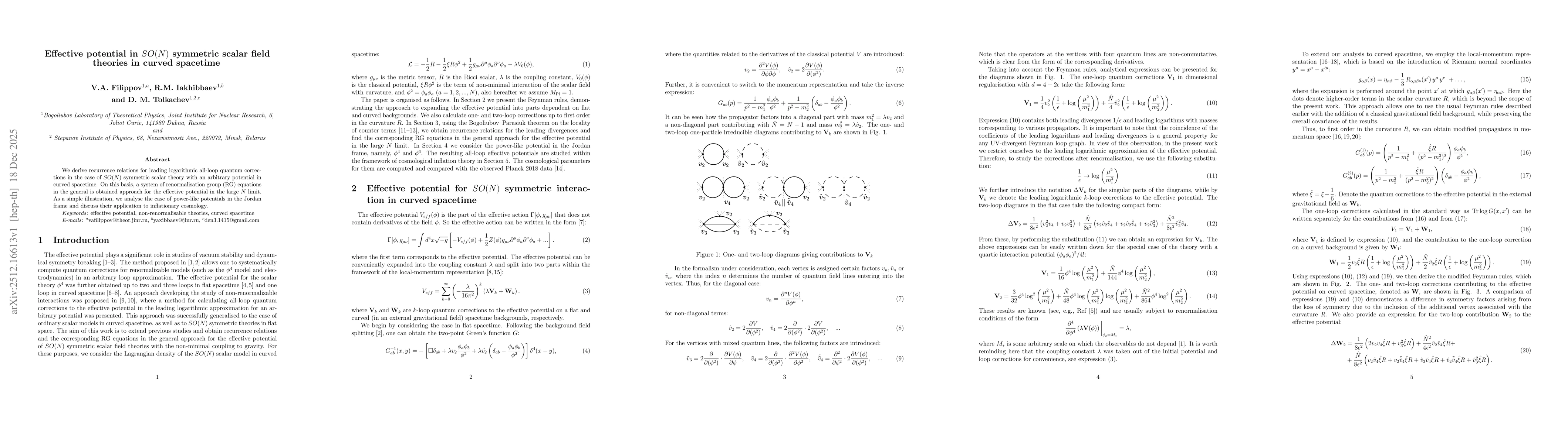 Thumbnail for Effective potential in $SO(N)$ symmetric scalar field theories in curved spacetime