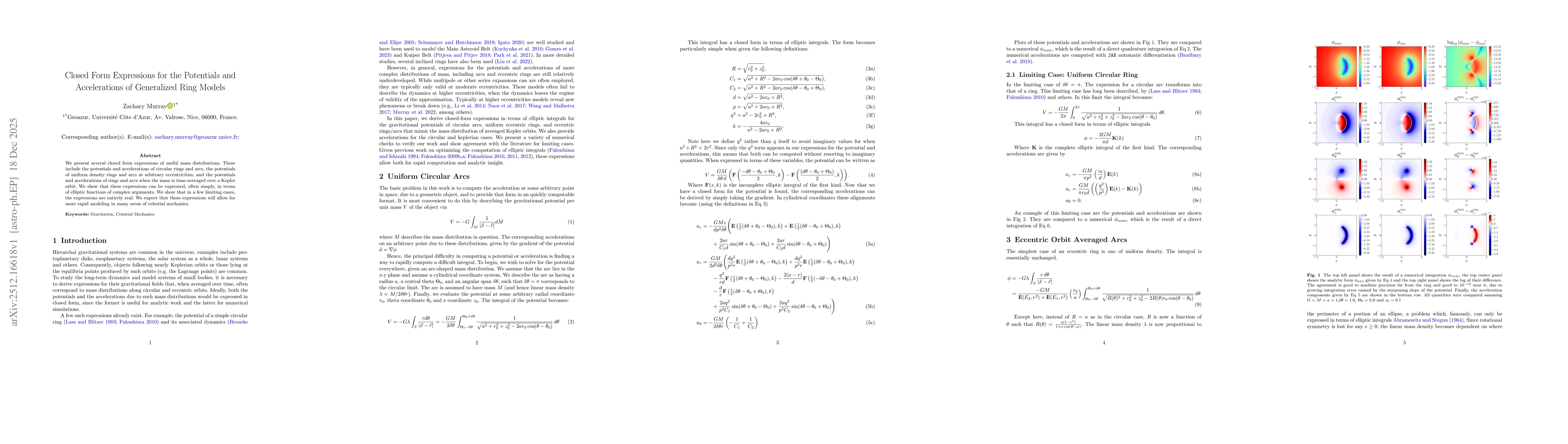 Thumbnail for Closed Form Expressions for the Potentials and Accelerations of Generalized Ring Models