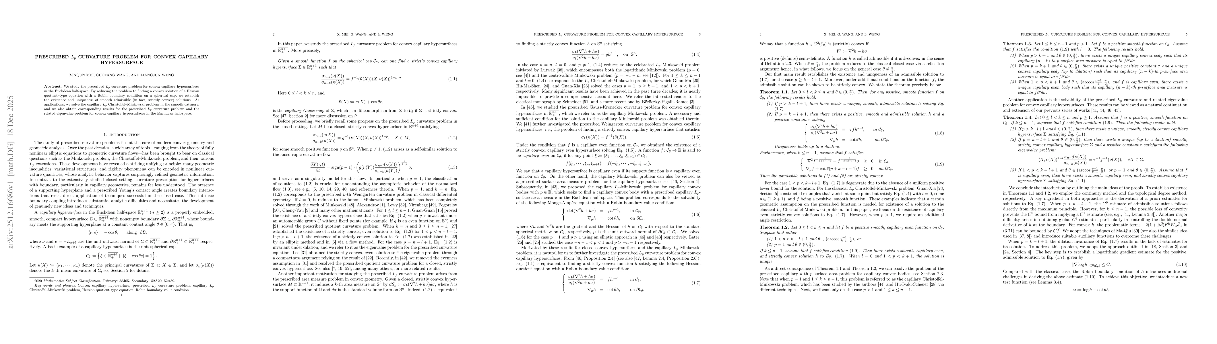 Thumbnail for Prescribed $L_{p}$ curvature problem for convex capillary hypersurface