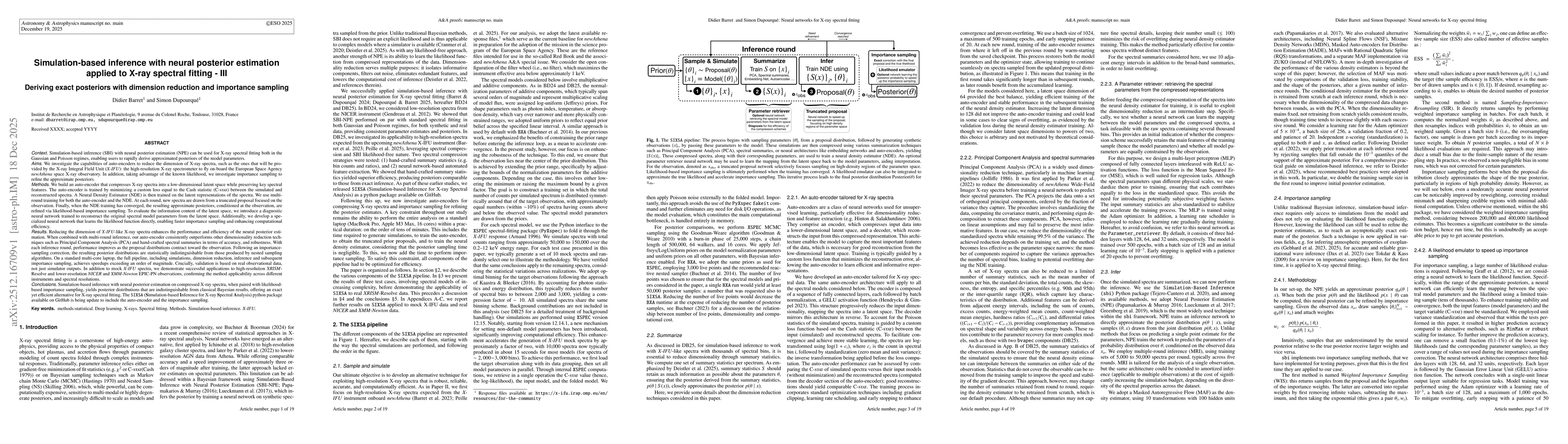 Thumbnail for Simulation-based inference with neural posterior estimation applied to X-ray spectral fitting - III Deriving exact posteriors with dimension reduction and importance sampling
