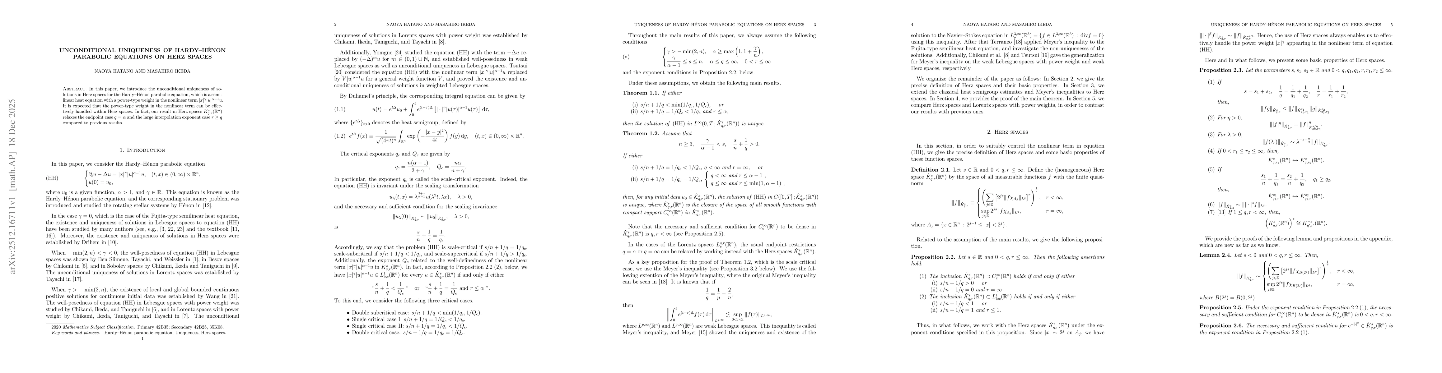 Thumbnail for Unconditional uniqueness of Hardy--Hénon parabolic equations on Herz spaces