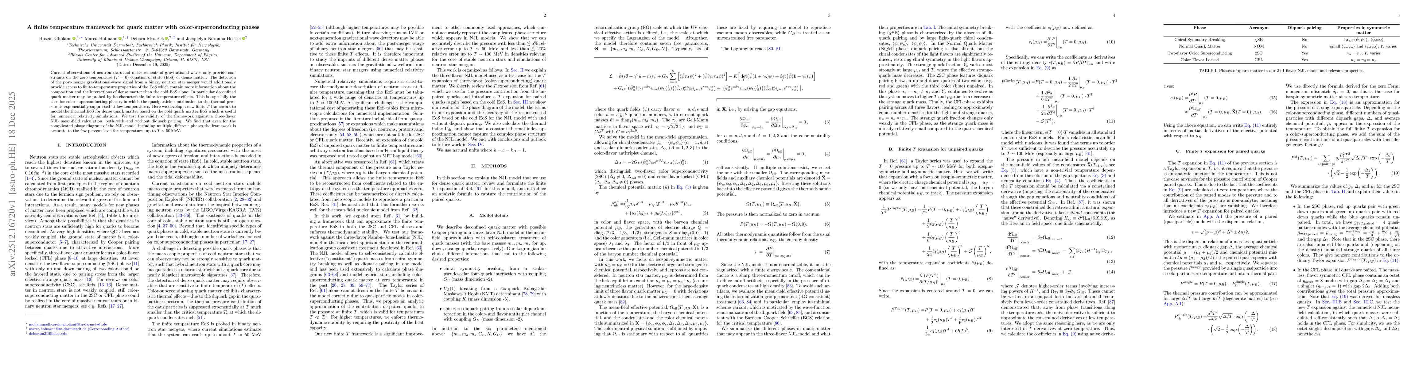Thumbnail for A finite temperature framework for quark matter with color-superconducting phases