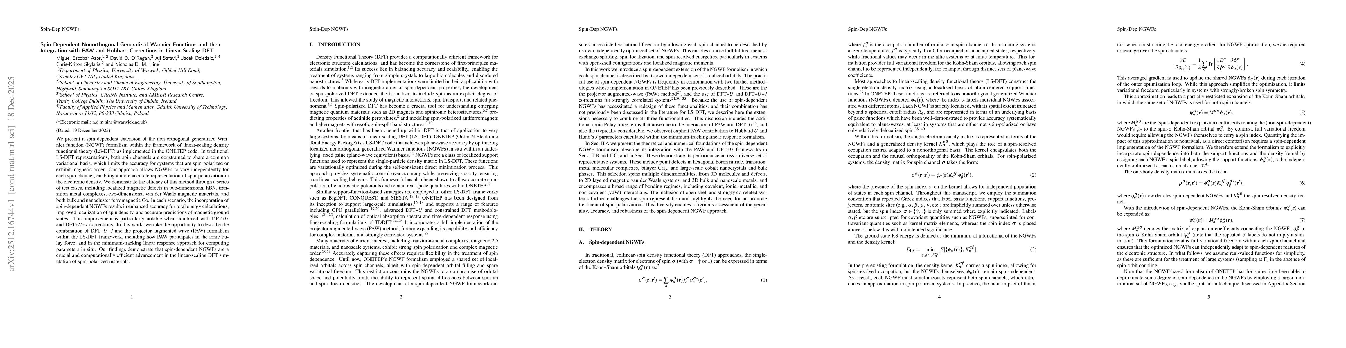 Thumbnail for Spin-Dependent Nonorthogonal Generalized Wannier Functions and their Integration with PAW and Hubbard Corrections in Linear-Scaling DFT