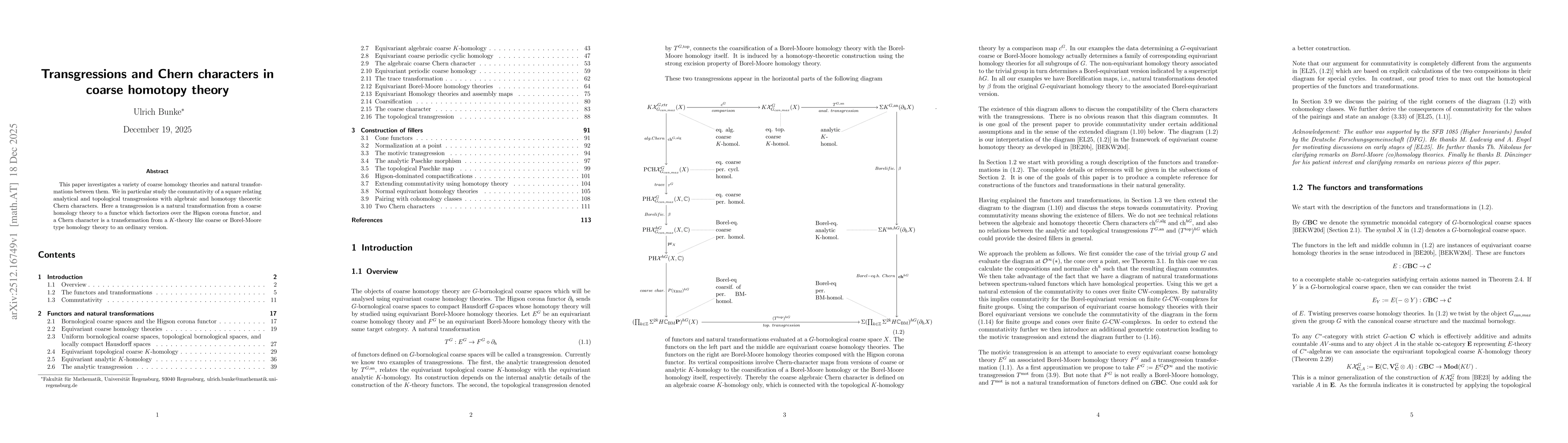 Thumbnail for Transgressions and Chern characters in coarse homotopy theory