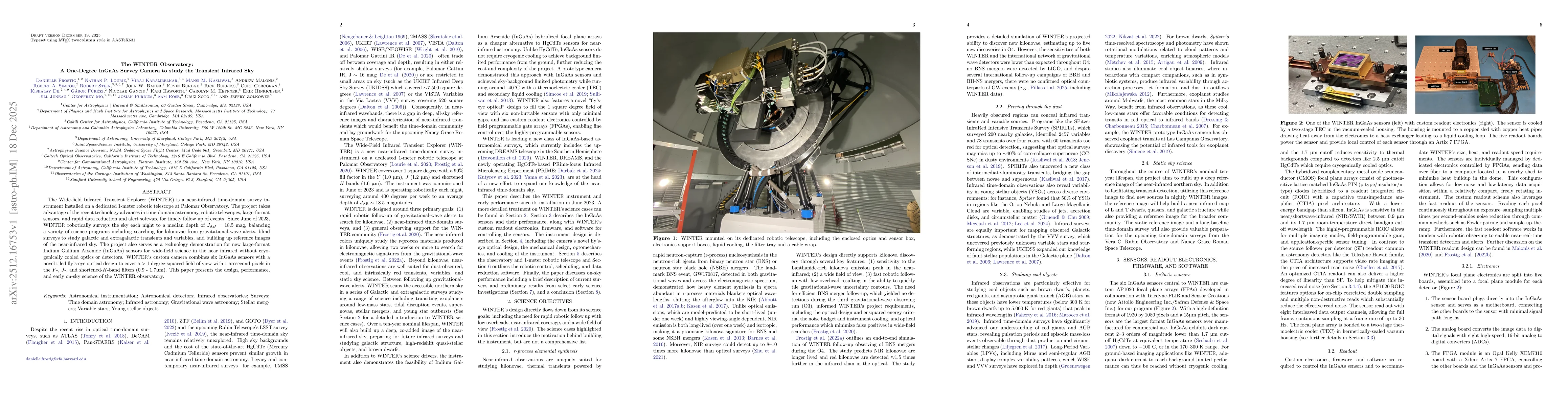 Thumbnail for The WINTER Observatory: A One-Degree InGaAs Survey Camera to study the Transient Infrared Sky