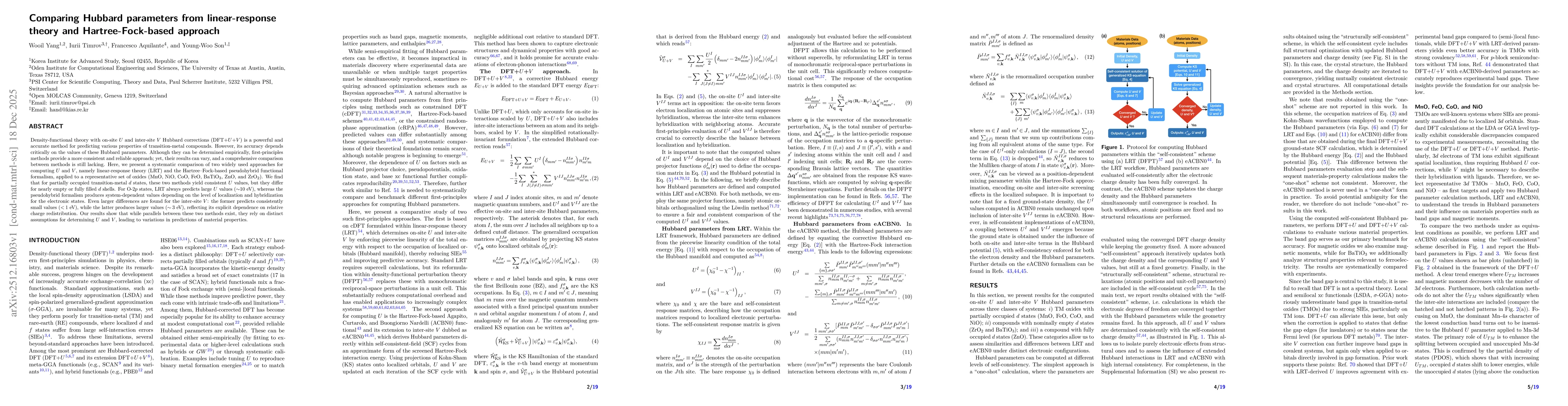 Thumbnail for Comparing Hubbard parameters from linear-response theory and Hartree-Fock-based approach