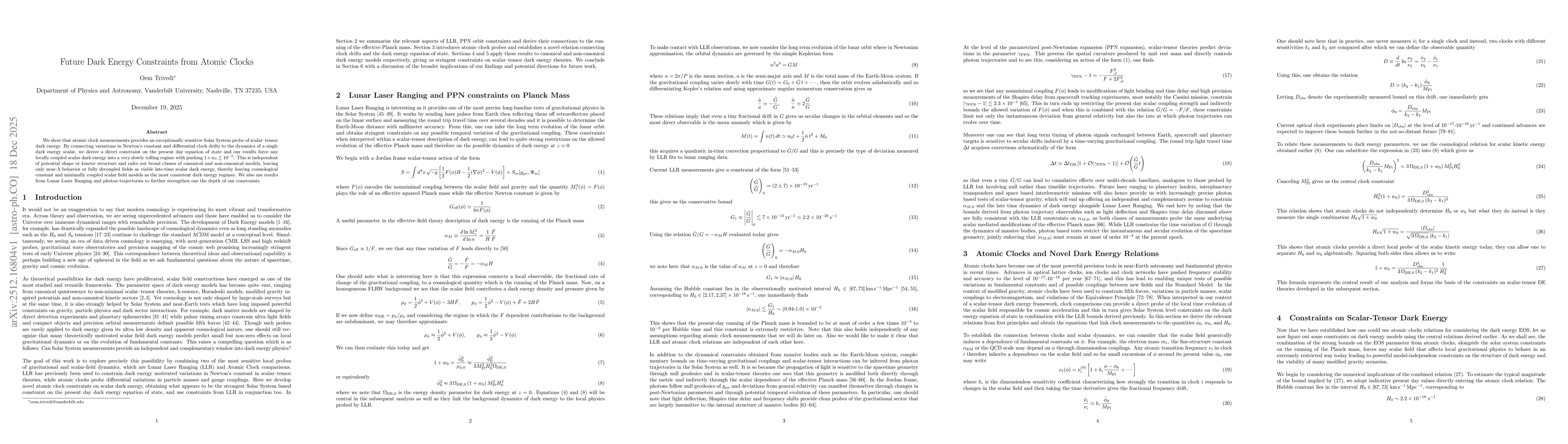 Thumbnail for Future Dark Energy Constraints from Atomic Clocks