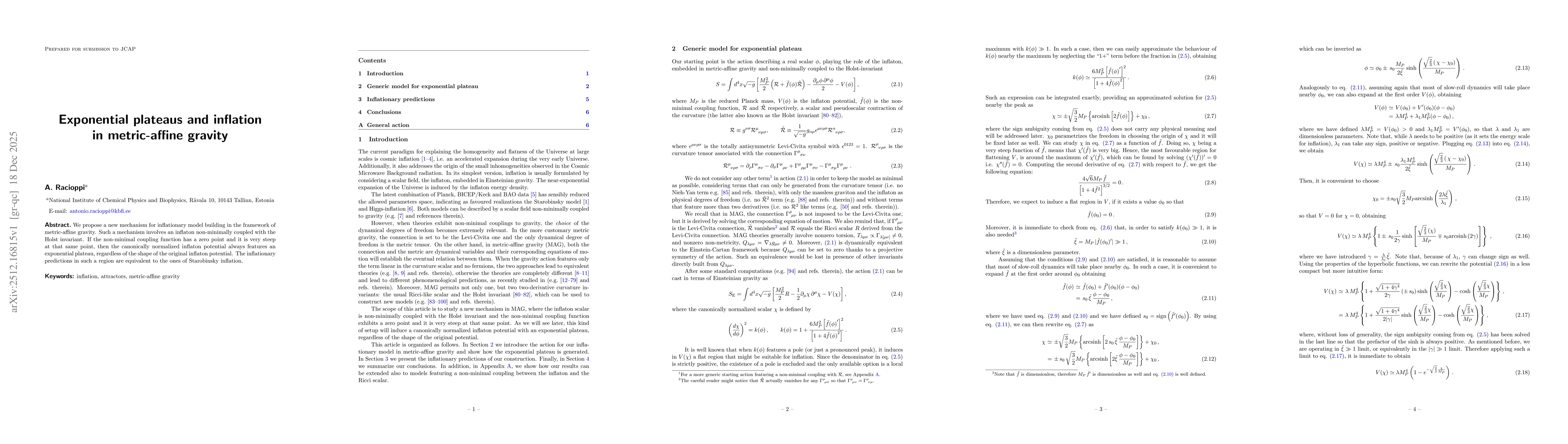 Thumbnail for Exponential plateaus and inflation in metric-affine gravity