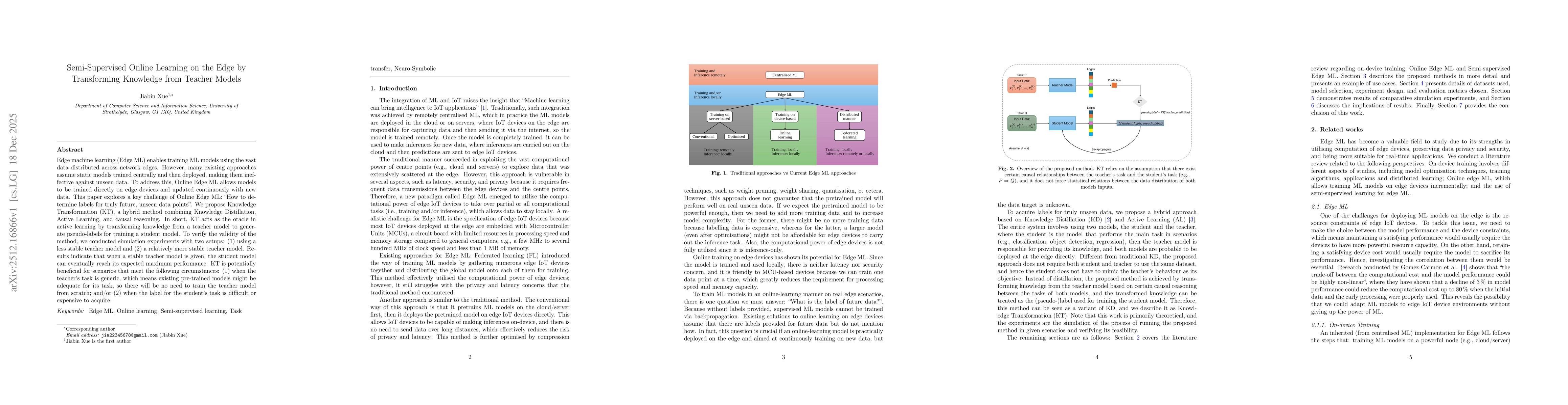 Thumbnail for Semi-Supervised Online Learning on the Edge by Transforming Knowledge from Teacher Models