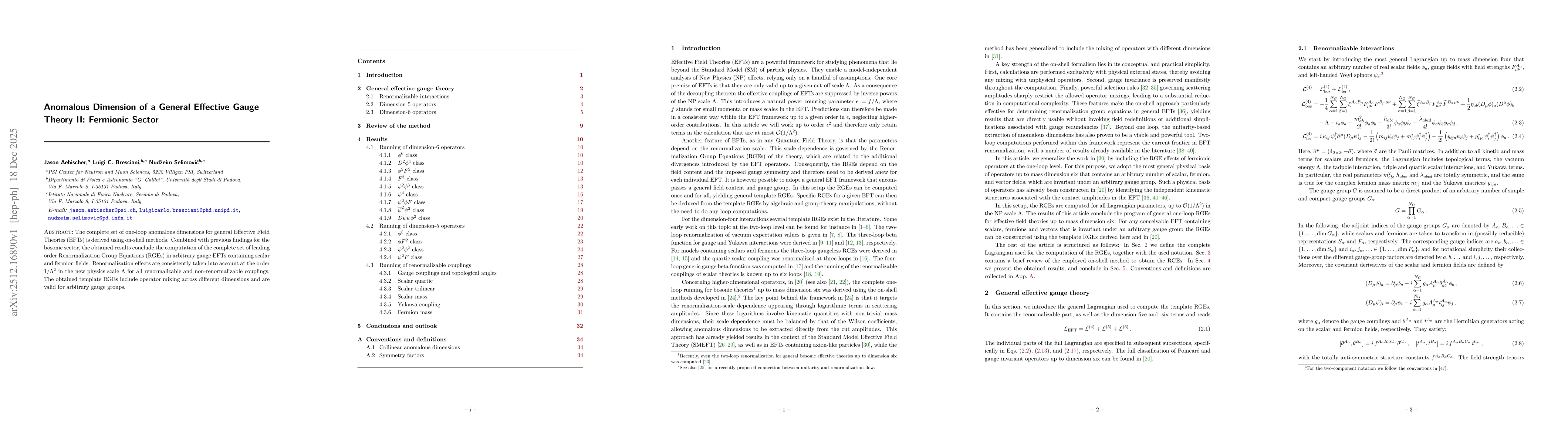 Thumbnail for Anomalous Dimension of a General Effective Gauge Theory II: Fermionic Sector