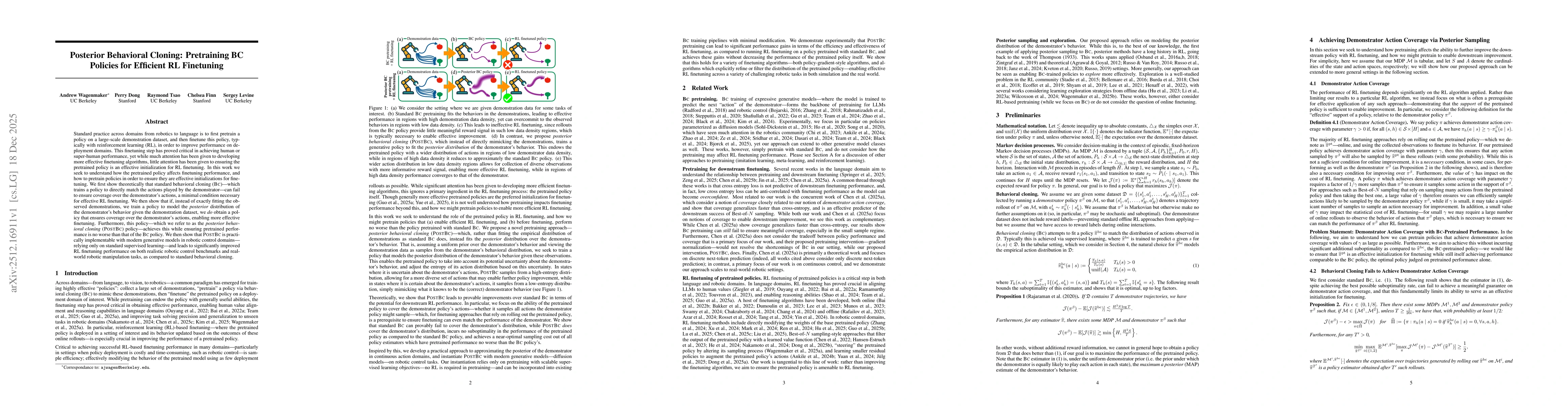 Thumbnail for Posterior Behavioral Cloning: Pretraining BC Policies for Efficient RL Finetuning