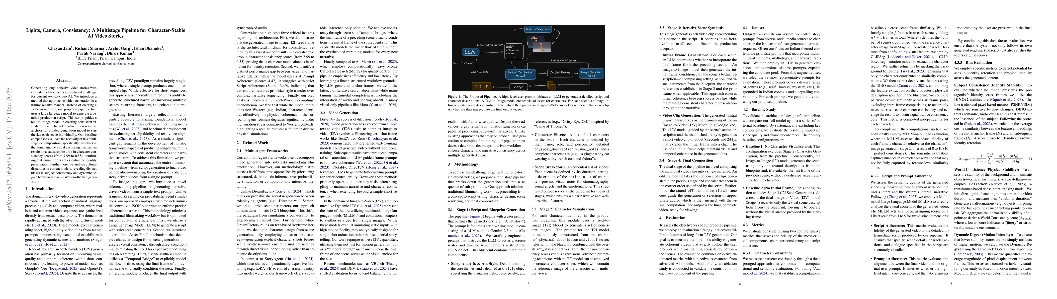 Thumbnail for Lights, Camera, Consistency: A Multistage Pipeline for Character-Stable AI Video Stories