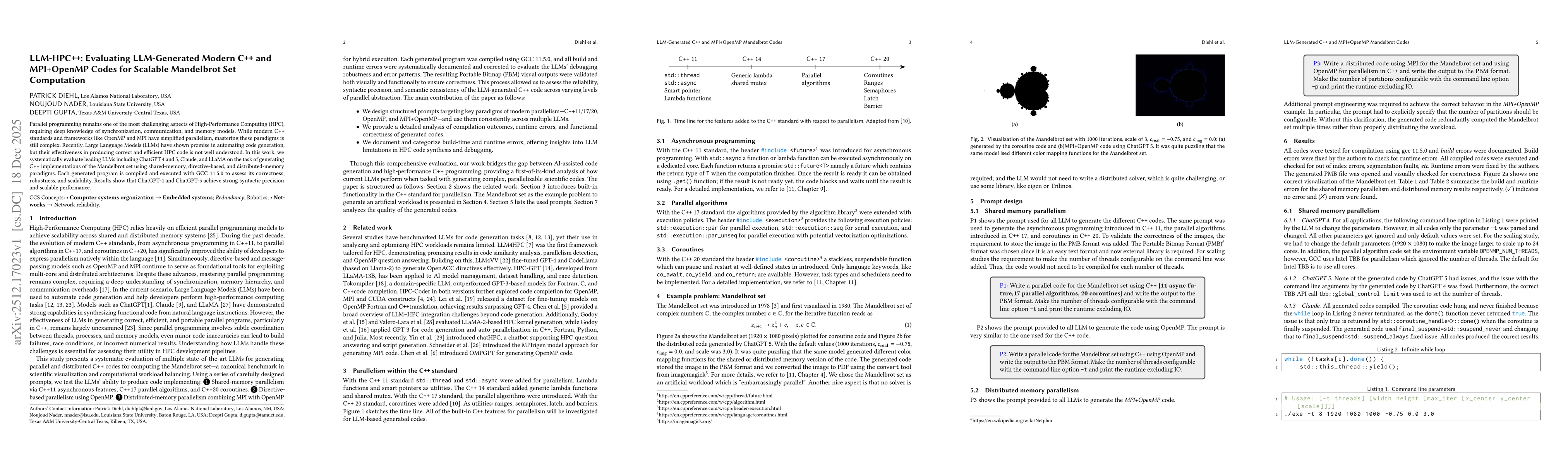 Thumbnail for LLM-HPC++: Evaluating LLM-Generated Modern C++ and MPI+OpenMP Codes for Scalable Mandelbrot Set Computation