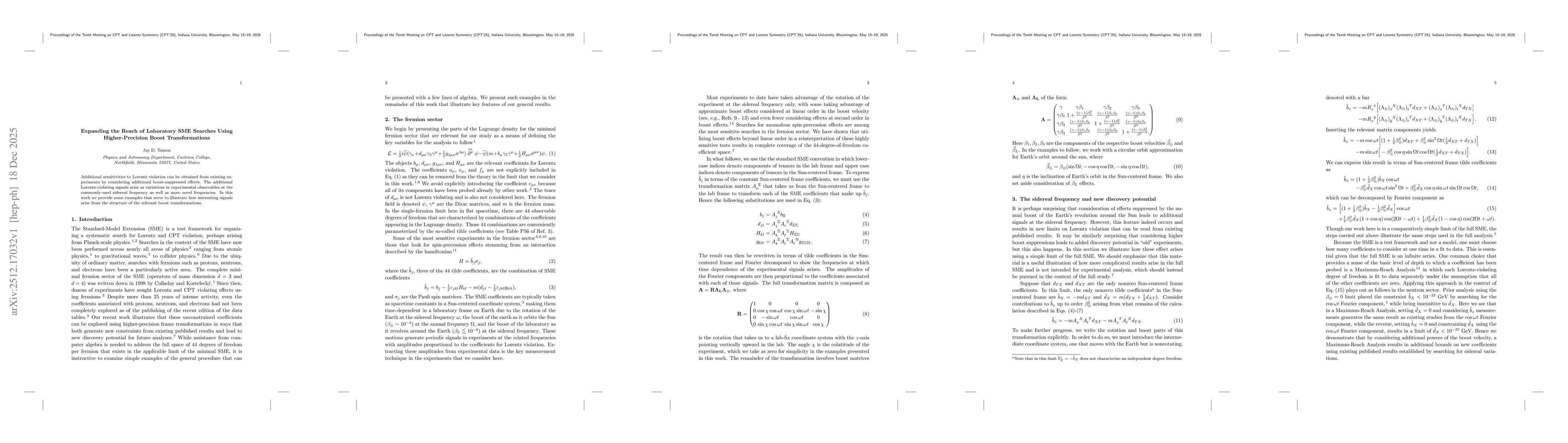Thumbnail for Expanding the Reach of Laboratory SME Searches Using Higher-Precision Boost Transformations