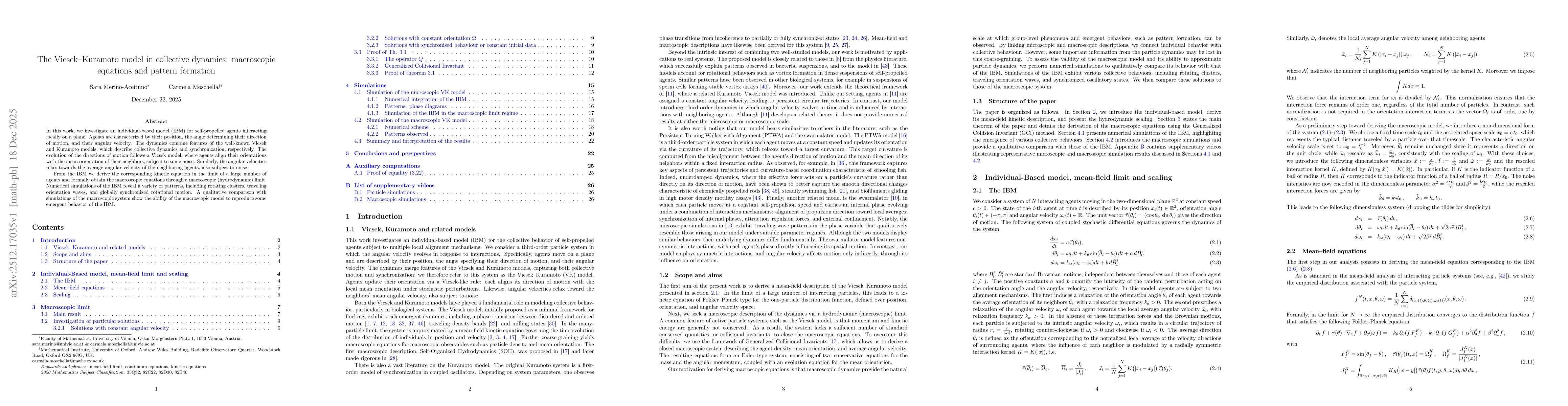 Thumbnail for The Vicsek-Kuramoto model in collective dynamics: macroscopic equations and pattern formation
