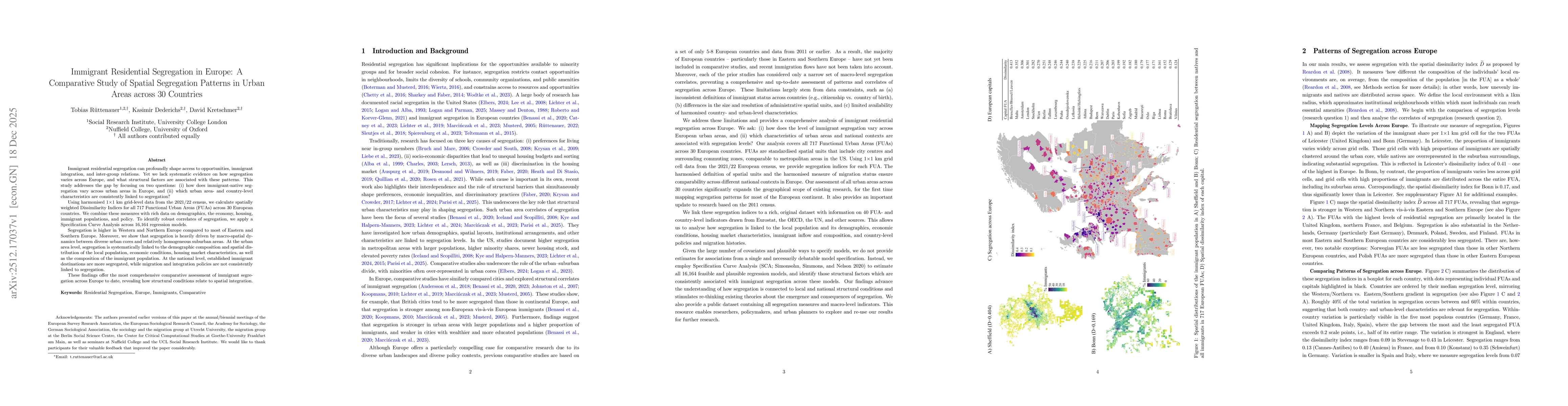 Thumbnail for Immigrant Residential Segregation in Europe: A Comparative Study of Spatial Segregation Patterns in Urban Areas across 30 Countries