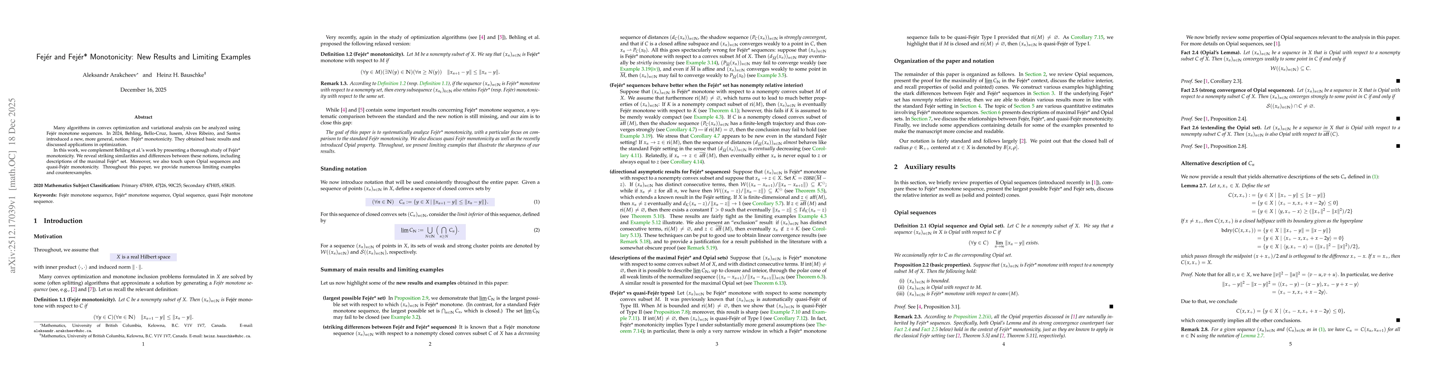 Thumbnail for Fejér and Fejér* Monotonicity: New Results and Limiting Examples