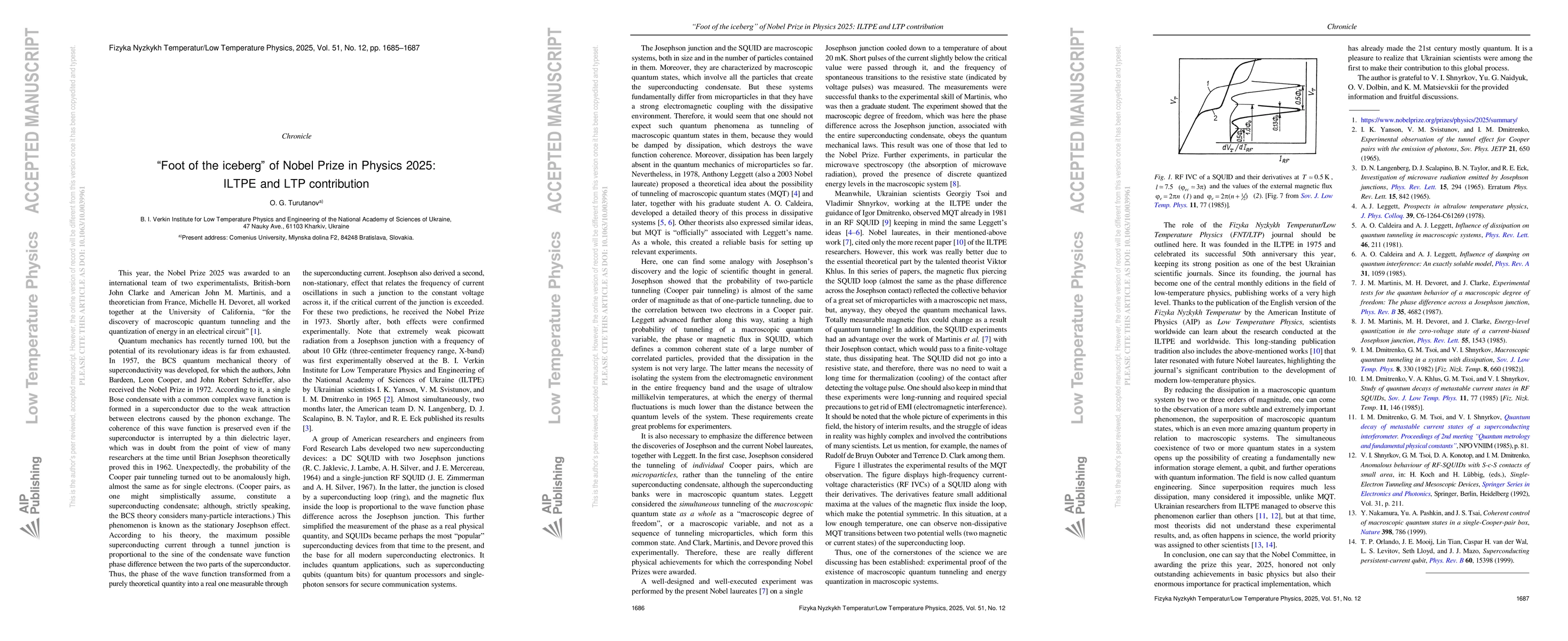 Thumbnail for Chronicle: "Foot of the iceberg" of Nobel Prize in Physics 2025: ILTPE and LTP contribution