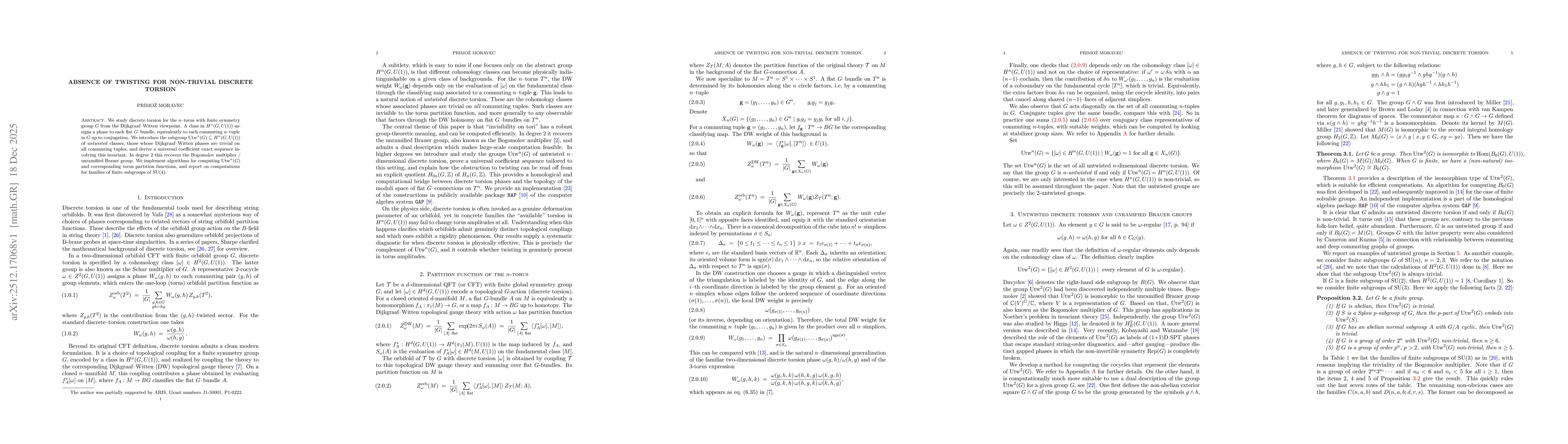 Thumbnail for Absence of twisting for non-trivial discrete torsion