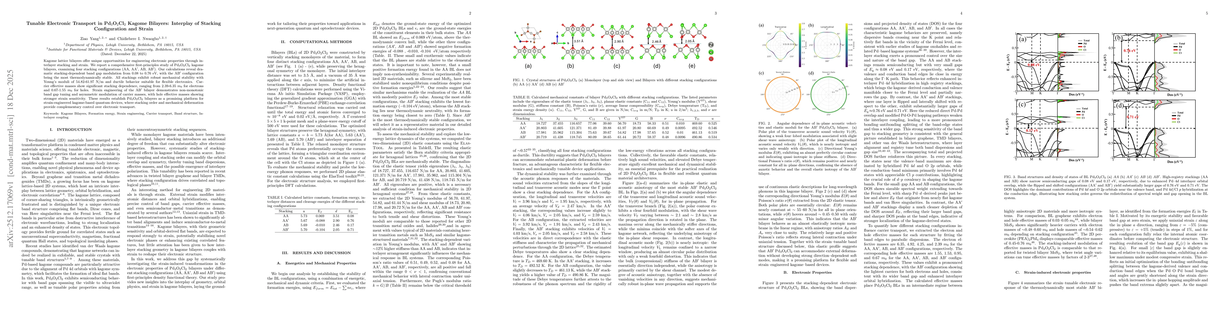 Thumbnail for Tunable Electronic Transport in Pd$_3$O$_2$Cl$_2$ Kagome Bilayers: Interplay of Stacking Configuration and Strain