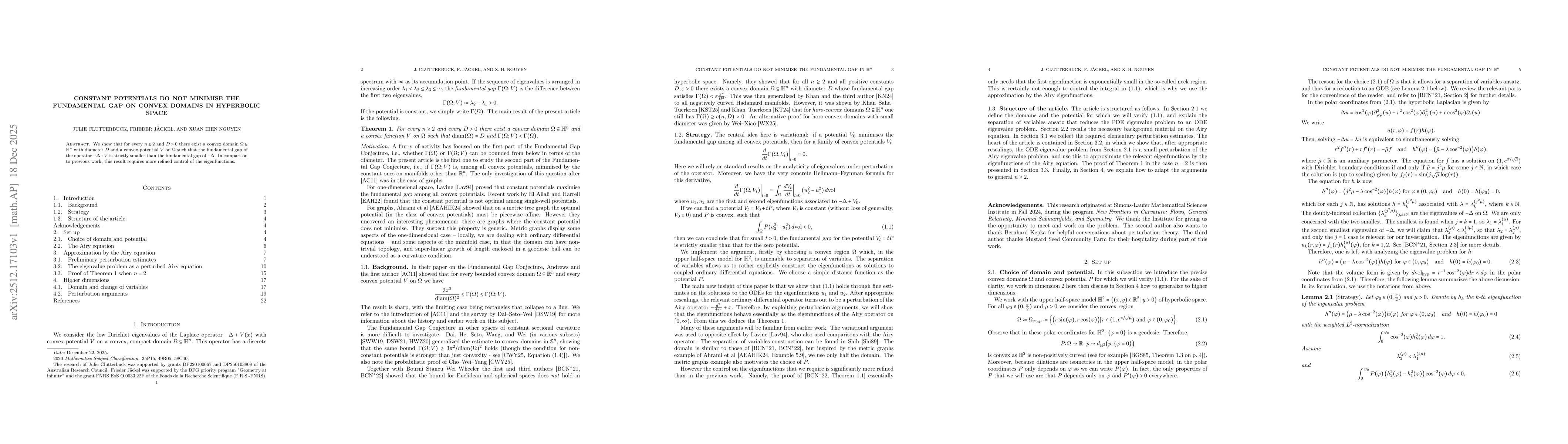 Thumbnail for Constant potentials do not minimise the fundamental gap on convex domains in hyperbolic space